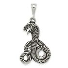 Coiled Open Mouth Cobra Snake Charm Pendant In Antiqued 925 Sterling Silver