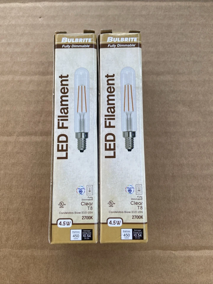 *2 Pack* Bulbrite LED Filament Bulb, 2700K, Fully Compatible Dimming Bulb - Image 1 of 1