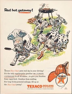 1956 Texaco Dealers Red Hot Getaway Vintage Print Ad Dalmatiner Puppies Grill 50s - Bild 1 von 1
