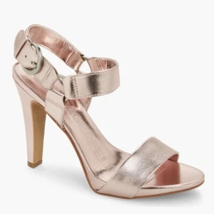 Sandalias Karl Lagerfeld Paris Cieone de cuero metálico con correa al tobillo talla 8,5 M - Imagen 1 de 19