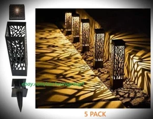 35 LUMEN TOMMY BAHAMA LED SQUARE SOLAR BOLLARD PATHWAY LIGHT 5 PACK - Picture 1 of 4