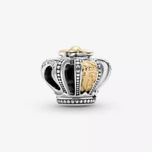 New 100% Genuine Authentic Pandora 14k Gold Two-Tone Regal Crown Charm 799340C00 - Picture 1 of 9