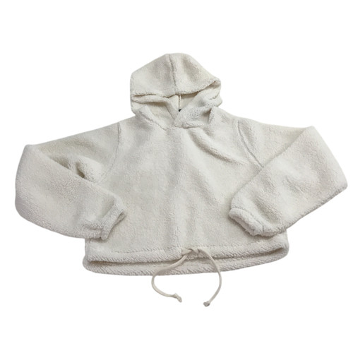 OFF WHITE Felpa con cappuccio maglione peluche Wild Fable donna junior taglia XS crop fuzzy avorio