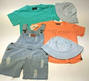 Slaty Shreds Kids Clothing Lot Vintage Denim Overalls, T Shirts & Bucket Hats - Picture 1 of 5