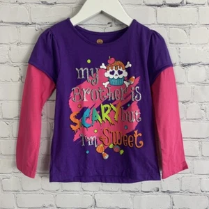 T-shirt maglietta Halloween bambina viola grafica taglia 3T rosa glitter nuova con etichetta - Foto 1 di 4