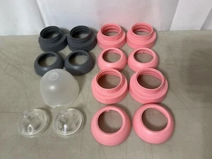 Nanobebe Silicone Flexi Baby Bottle Rings Cap Nipple PINK GRAY Replacement 15 Pc - Picture 1 of 4