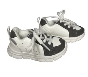 Little Me 6-9 Months Shoes Size 3 White with Gray Lace Up Sneakers - Picture 1 of 7