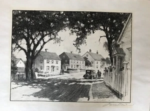 Litografia Gordon Grant "East Main Street, Gloucester MA" etichetta originale AAA 1946 - Foto 1 di 8