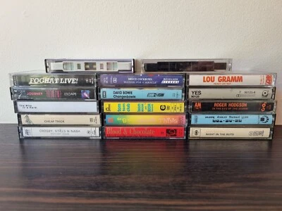 17 cassettes tapes Foghat Journey Cheap Trick Lou Gramm Yes Bruce Cockburn B-52s - Image 1 of 4