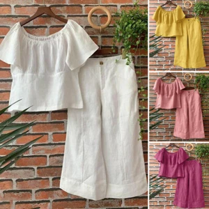 Summer Women Short Sleeve Tops T-shirt Wide Leg Long Pants Trousers Suits Sets - Picture 1 of 15