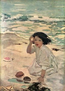 Girl with Seashell on Beach : Jessie Willcox Smith : Archival Quality Art Print - Picture 1 of 2