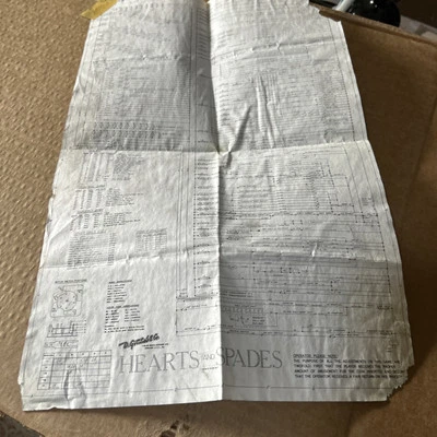 original Hearts In Spades Schematics Gottlieb pinball MACHINE Owners manual - Image 1 of 3