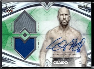 2020 TOPPS WWE UNDISPUTED DUAL RELIC AUTO GREEN #DRA-CC CESARO (09/50) - Picture 1 of 2