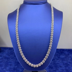 Collar con racimo de cojín de tenis de 24” circonita cúbica de plata de ley 925 45,37 g 6 mm - Imagen 1 de 5