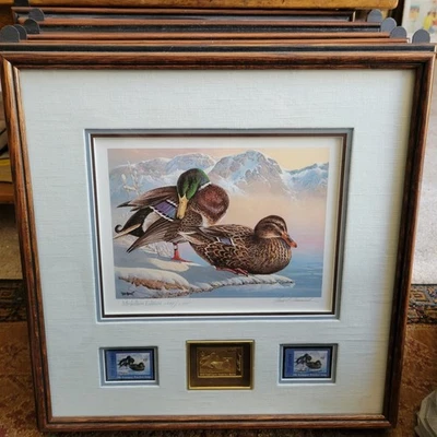Signed 1986 1st Washington Mallards Duck Stamp Medal 1440/1775 Keith Warrick 17" - Image 1 of 4