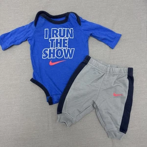 Nike Kleinkind 0/3 Monate Langarm Hose blau/grau Outfit "I Run The Show" - Bild 1 von 7