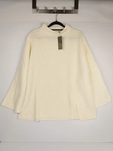 NEW L Katies Jumper True Knits Long Slv Split Front Womens Off White Mock Neck - Picture 1 of 9