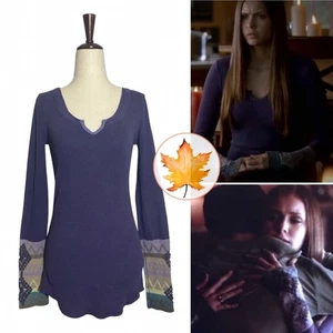 FREE PEOPLE Kombucha Cuff Thermal Top Aubergine Purple S ASO Elena Gilbert - Picture 1 of 8