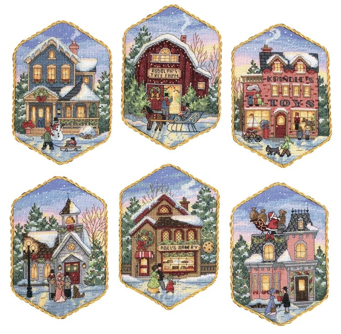 Dimensions Gold Collection Counted Cross Stitch Ornament Kit-Christmas Village O - Image 1 of 1