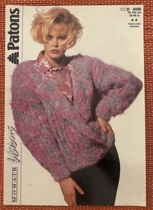 CHAQUETA CÁRDIGAN MUJER CUELLO MOHAIR 30”-40” DE COLECCIÓN AÑOS 80 PATRÓN TEJIDO 8486 - Imagen 1 de 2