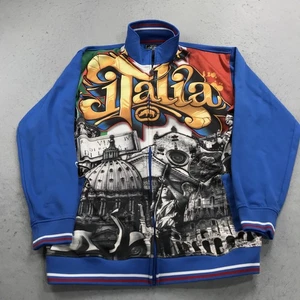 VINTAGE Ecko Unltd Jacket Mens XL Blue Italy Italia AOP Track Bomber Zip Y2K - Picture 1 of 10