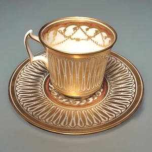 Taza de té y platillo CATEDRAL REAL DE CHELSEA 5135 Inglaterra porcelana de hueso decorada a mano - Imagen 1 de 9