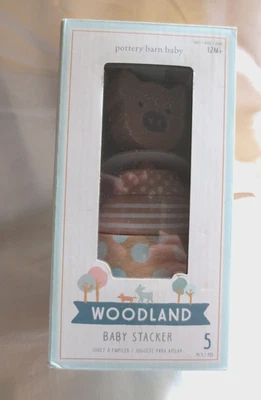 Pottery Barn Kids Woodland BABY штабелер деревянные укладочные кольца детская игрушка PIGGY новый в коробке - Изображение 1 из 4