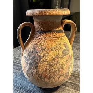 Rustikale griechische Stil Amphore Vase zwei Griffe gealterte Keramik 8" Terrakotta - Bild 1 von 6