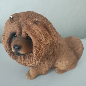 Sehr guter Zustand selten signiert Sandicast Chow Hund Sandra Brue Statue Skulptur schwer handbemalt - Bild 1 von 21