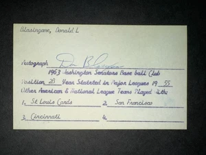1955 KARDINALS: Don Blasingame, SIGNIERT 3x5, gestorben 2005 - Bild 1 von 1