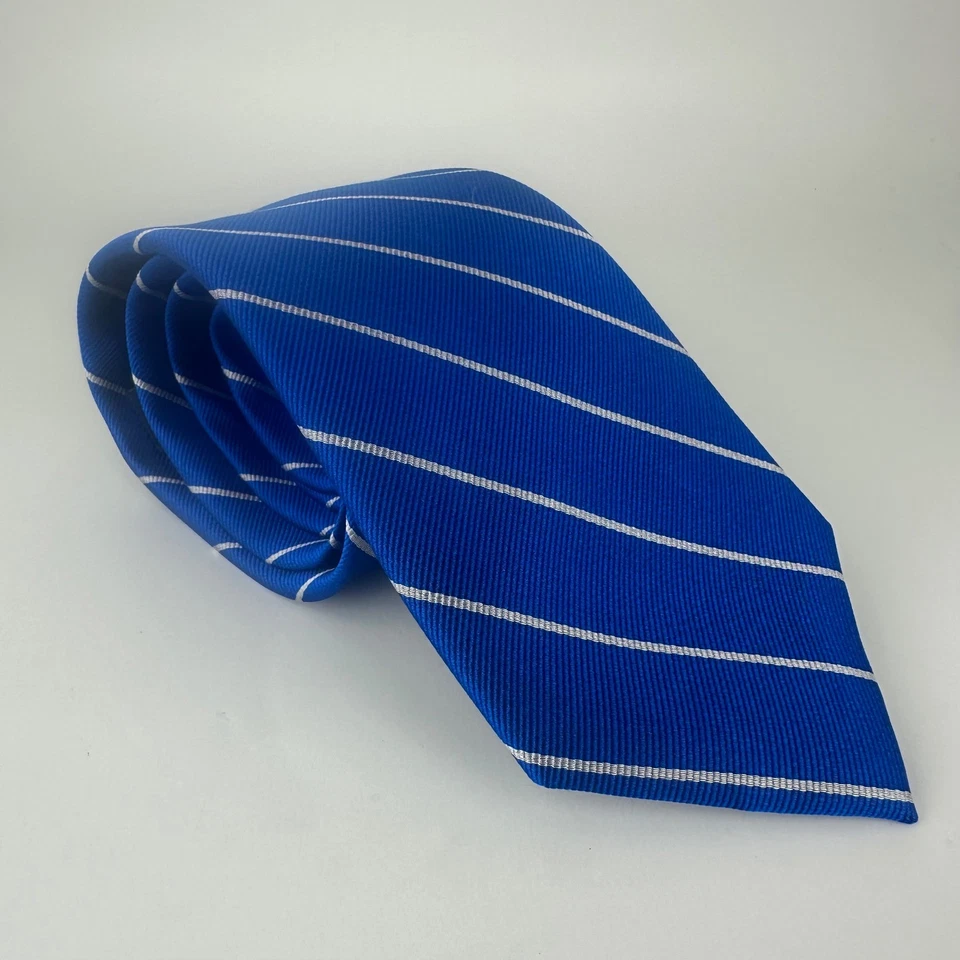 Corbata de seda a rayas blancas azul real Tommy Hilfiger para hombre clásica diagonal de negocios Foto 1 de 3