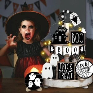 13pcs Pink Halloween Layered Tray Decoration Set Tabletop - Picture 1 of 10