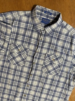 Pendleton Hiker Shirt Men XXL Blue Plaid Cotton Spandex Short Sleeve Performance - Image 1 of 4