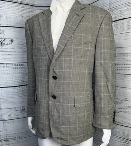 Ralph Ralph Lauren Silk Wool Blend Blazer 46R Glen Plaid Check Gray - Picture 1 of 24