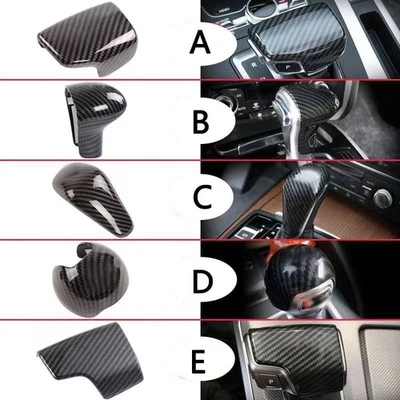 Cubierta de perilla de cambio de marchas interior de fibra de carbono negra para Audi A4 A5 A6 Q5 Q7 Foto 1 de 4