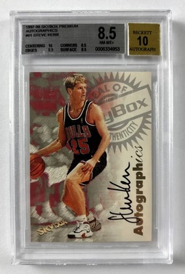Steve Kerr 1997 Skybox Premium #61 Autographics Auto Signed BGS 8.5 Autograph 10 - Image 1 of 2