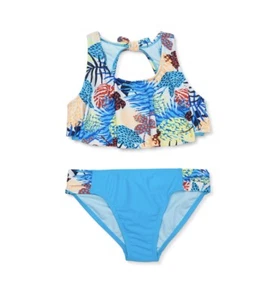 Girls Clothes Swim Suit Set Bikini Xl Mermaid New With Tags Aqua Beach Tropical - Picture 1 of 1