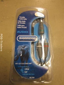 Bandridge BAL3402 Blue Portable Audio Cable 3.5mm M - 2x RCA M 2m NEW NEU NIEUW - Photo 1/4