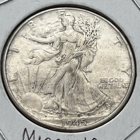 1945 50C ERROR MISSING DESIGNER INITIALS WALKING LIBERTY HALF DOLLAR Cover