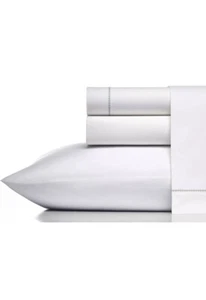 Vera Wang 400 Thread Count Sheet Set, Queen, White/Charcoal - Picture 1 of 7
