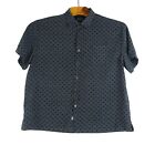Nat Nast Men's Silk Blend Button Down Shirt Size Xl Blue Zig Zag Weave Short...
