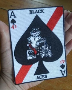 BLACK ACES ~ VF-41 TOMCAT ~ Fighter Squadron Ace of Spades CARD ~ NAVY PATCH - Picture 1 of 6