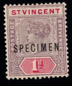1898 St. Vincent Scott 63 1p Specimen Overprint Mint MH - Picture 1 of 2