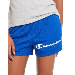 Champion Shorts Youth Girls Size Large Blue Mesh Script Logo NWT - Picture 1 of 4