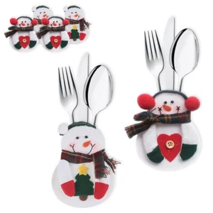 Weihnachten Bestecktaschen Besteckhalter Xmas Tischdeko Besteckbeutel 3er Set - Bild 1 von 6