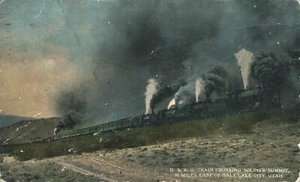 D & RG Zugübergang Soldatengipfel östlich von Salt Lake City Utah 1916 Postkarte - Bild 1 von 2