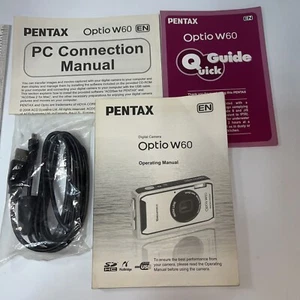 Data USB Cable Cord & Users Operating Manual For Pentax Optio W60 - Picture 1 of 2