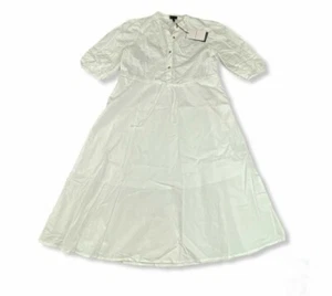Women's Puff 3/4 Sleeve Button-Down Dress - Who What Wear - White - S - S23 - Picture 1 of 2