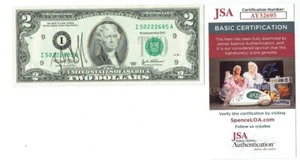 Billete de $2 Zach Braff JSA de colección firmado 2003 sin circular auto exfoliante actor - Imagen 1 de 2