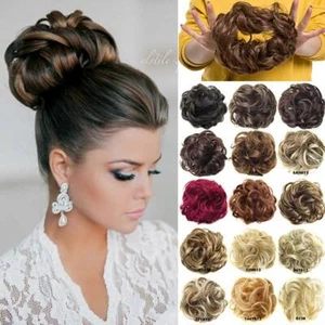 Womens Wrap Messy Curly Bun Hair Piece Wig Scrunchie Ponytail Hair Extensions AU - Picture 1 of 34